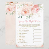 Chic Blush Pink Floral raad het juiste prijsspel (Voorkant / Achterkant)