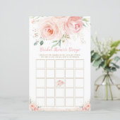 Chic Blush Pink Floral Vrijgezellenfeest Bingo Gam (Staand voorkant)
