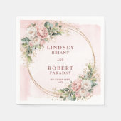 Chic Blush Pink Floral Wedding Paper Napkins Set Servet (Voorkant)