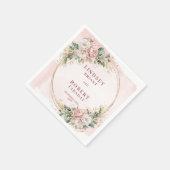 Chic Blush Pink Floral Wedding Paper Napkins Set Servet (Hoek)