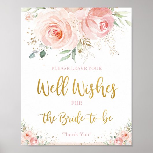 Chic Blush Pink Floral wil dat Bride wordt Poster (Voorkant)
