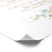 Chic Blush Pink Flowers Wedding Signature Drinken Poster (Hoek)