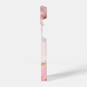 Chic Blush Pink Geode Gold Script Monogram iPhone Hoesje (Linkerkant)