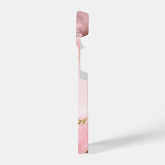 Chic Blush Pink Geode Gold Script Monogram iPhone Hoesje (Linkerkant)