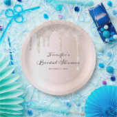 Chic Blush Pink Glitter Drift Script Vrijgezellenf Papieren Bordje (Feest)