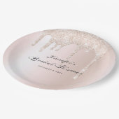 Chic Blush Pink Glitter Drift Script Vrijgezellenf Papieren Bordje (Gekanteld)
