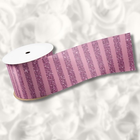 Chic Blush Pink Glitter Style Vertical Stripes Satijnen Lint