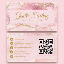 Chic Blush Pink Gold Agaat Marmer QR-code