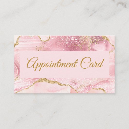 Chic Blush Pink Gold Agate Marble Appointment Card Afsprakenkaartje (Voorkant)
