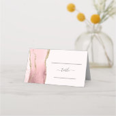 Chic Blush Pink Gold Agate Weddenlijst Plaatskaartje (Voorkant)