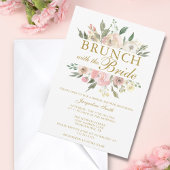 Chic Blush Pink Gold Floral Bridal Brunch Shower Kaart
