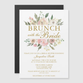 Chic Blush Pink Gold Floral Bridal Brunch Shower Magnetische Uitnodiging