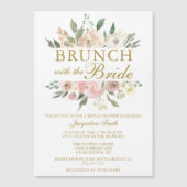 Chic Blush Pink Gold Floral Bridal Brunch Shower Magnetische Uitnodiging (Voorkant)