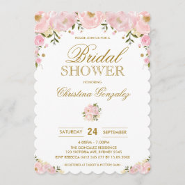 Chic Blush Pink Gold Floral Vrijgezellenfeest Uitn Kaart
