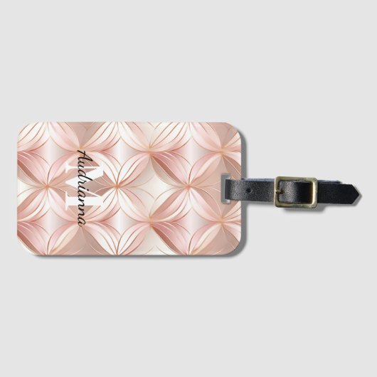 Chic Blush Pink Gold Glam Circles Bagagelabel (Voorkant (horizontaal))