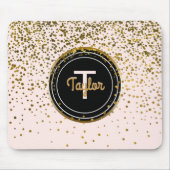 Chic Blush Pink Gold Glam Confetti Stippen | Monog Muismat (Voorkant)