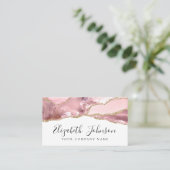 Chic Blush Pink Gold Glitter Agate Marble QR Code Visitekaartje (Staand voorkant)