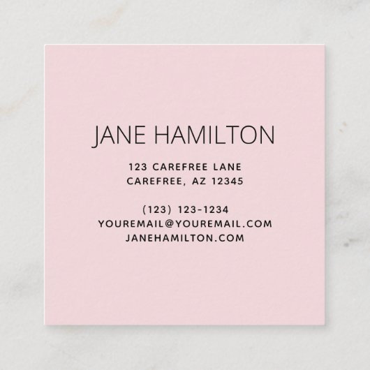 Chic Blush Pink Gold Glitter Agate Vierkante Visitekaartje (Achterkant)