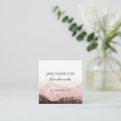 Chic Blush Pink Gold Glitter Agate Vierkante Visitekaartje (Staand voorkant)