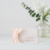 Chic Blush Pink Gold Glitter Handtekening Naam Aga Visitekaartje (Staand voorkant)