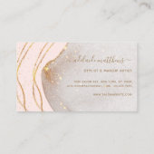 Chic Blush Pink Gold Glitter Handtekening Naam Aga Visitekaartje (Achterkant)