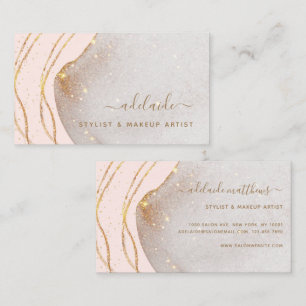 Chic Blush Pink Gold Glitter Handtekening Naam Aga Visitekaartje