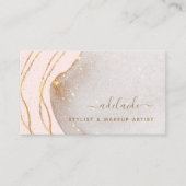 Chic Blush Pink Gold Glitter Handtekening Naam Aga Visitekaartje (Voorkant)