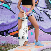 Chic Blush Pink Gold Glitter Marble Agate Monogram Persoonlijk Skateboard