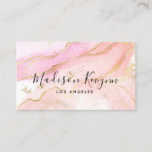 Chic Blush Pink Gold Glitter Marble Agate Monogram Visitekaartje (Voorkant)