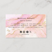 Chic Blush Pink Gold Glitter Marble Agate Monogram Visitekaartje (Achterkant)
