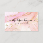 Chic Blush Pink Gold Glitter Marble Agate Monogram Visitekaartje (Voorkant)