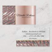 Chic Blush Pink Gold Glitter Marble Agate Monogram Visitekaartje (Voorkant / Achterkant)