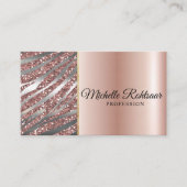 Chic Blush Pink Gold Glitter Marble Agate Monogram Visitekaartje (Voorkant)