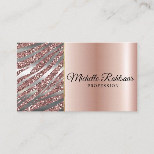 Chic Blush Pink Gold Glitter Marble Agate Monogram Visitekaartje (Voorkant)