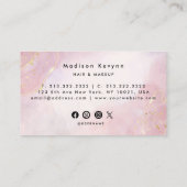 Chic Blush Pink Gold Glitter Marble Agate Monogram Visitekaartje (Achterkant)