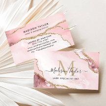 Chic Blush Pink Gold Glitter Marble Agate Monogram