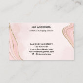 Chic Blush Pink Gold Glitter Marble Agate Monogram Visitekaartje (Achterkant)
