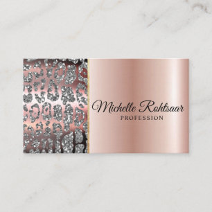 Chic Blush Pink Gold Glitter Marble Agate Monogram Visitekaartje