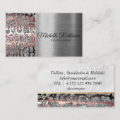 Chic Blush Pink Gold Glitter Marble Agate Monogram Visitekaartje (Voorkant / Achterkant)