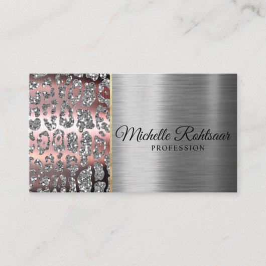 Chic Blush Pink Gold Glitter Marble Agate Monogram Visitekaartje (Voorkant)