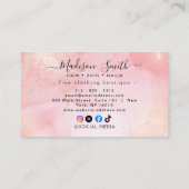 Chic Blush Pink Gold Glitter Marble Agate Monogram Visitekaartje (Achterkant)