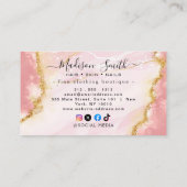 Chic Blush Pink Gold Glitter Marble Agate Monogram Visitekaartje (Achterkant)