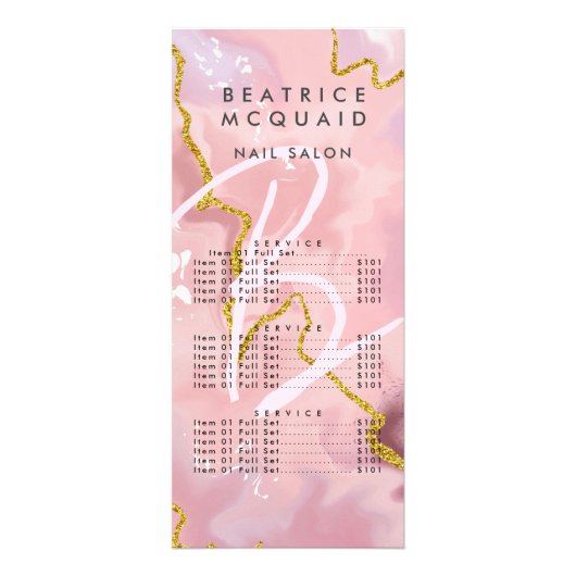 Chic Blush Pink Gold Glitter Marble Monogram Reclamekaart (Voorkant)