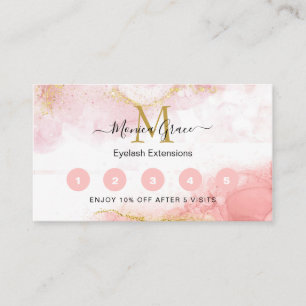 Chic Blush Pink Gold Glitter Marble Monogram Visitekaartje