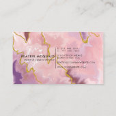 Chic Blush Pink Gold Glitter Marble Monogram Visitekaartje (Achterkant)