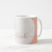 Chic Blush Pink Gold Glitter Monogram Script Name Koffiemok (Voorkant rechts)