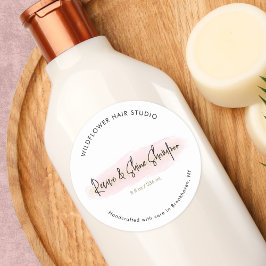 Chic Blush Pink Gold Hair Salon Product Label