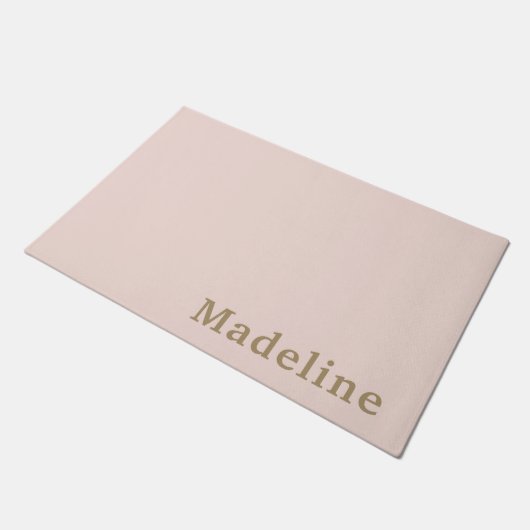 Chic Blush Pink Gold Modern Simple Monogram Naam Deurmat (Schuin)