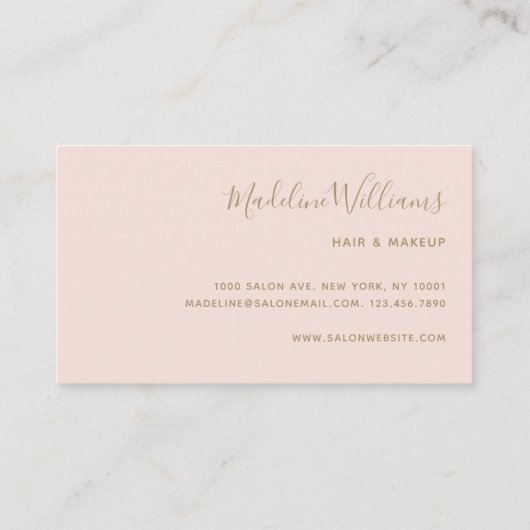 Chic Blush Pink Gold Monogram Script-Initialen Visitekaartje (Achterkant)