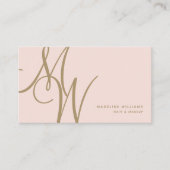 Chic Blush Pink Gold Monogram Script-Initialen Visitekaartje (Voorkant)